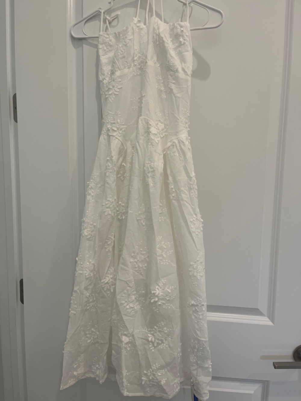 Cider White Floral Embroidered Sundress